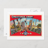 Austin Texas TX Briefkaart met grote letters (Voorkant / Achterkant)
