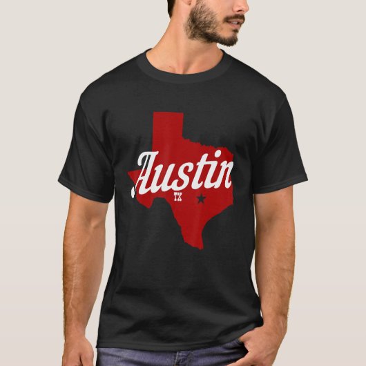 Austin Texas TX State Map Pride 2 T-shirt (Voorkant)