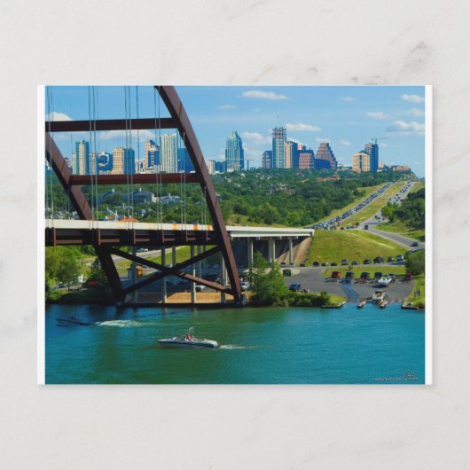 Austin, Texas vanaf 360 Bridge Briefkaart (Voorkant)