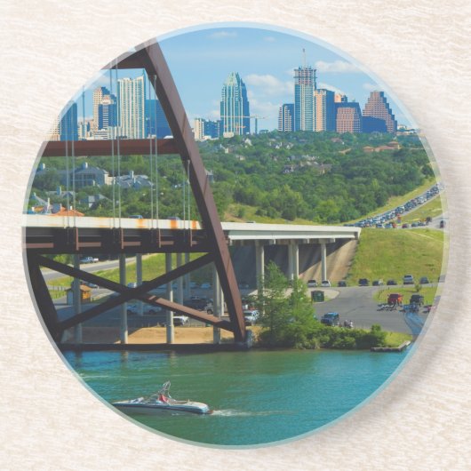 Austin, Texas vanaf 360 Bridge Zandsteen Onderzetter (Voorkant)