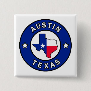 Austin Texas Vierkante Button 5,1 Cm