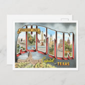 Austin, Texas Vintage Big Letters Briefkaart (Voorkant / Achterkant)
