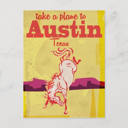 Austin Texas vintage-poster Briefkaart (Voorkant)
