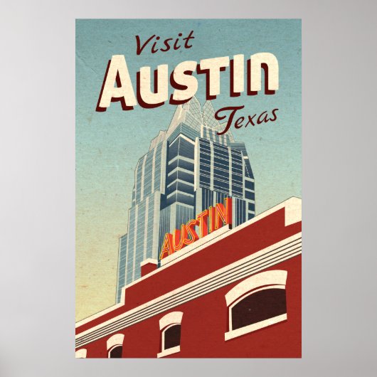 Austin Texas Vintage Travel Poster (Voorkant)