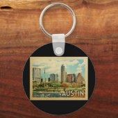 Austin Texas Vintage Travel Sleutelhanger (Voorkant)