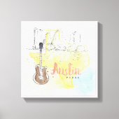 Austin, Texas | Waterverf Schets Canvas Afdruk (Voorkant)