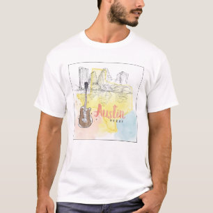 Austin, Texas Waterverf Schets T-shirt