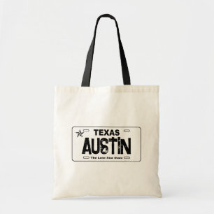 Austin Texas witte kenteken plaattas Tote Bag
