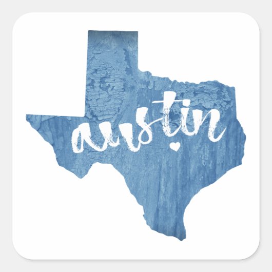 Austin, Texas Wood Grain Vierkante Sticker (Voorkant)