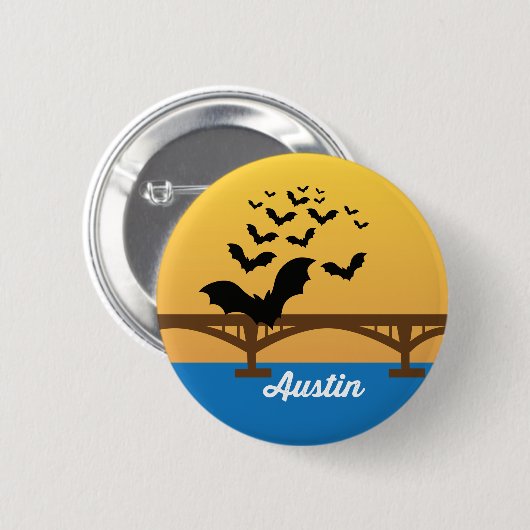 Austin Texas World Famous Bat Bridge Button (Voorkant /achterkant)