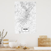 Austin, Texas (zwart op wit) Poster (Keuken)