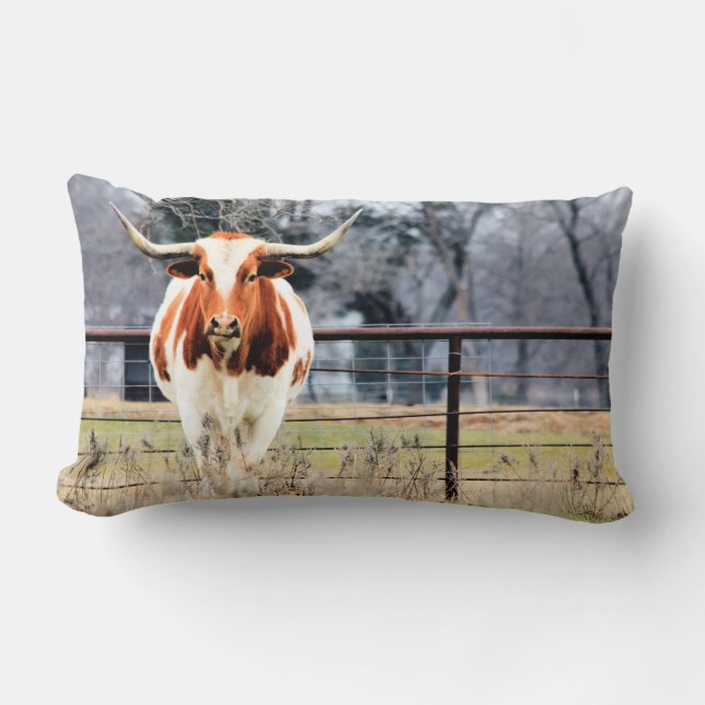 Austin the Longhorn Lumbar Pillow Kussen (Voorkant)