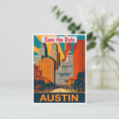 Austin, TX, Sauvegarder la date, Carte postale vin (Debout devant)