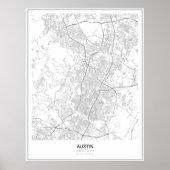 Austin, US Minimalist Map Poster (Voorkant)