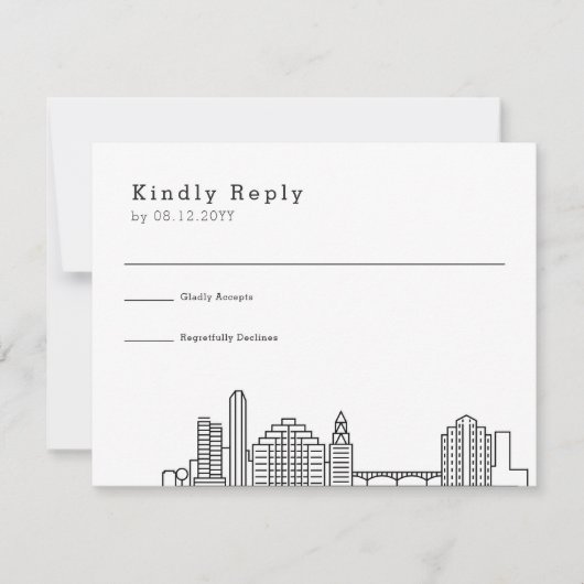 Austin Wedding | Gestileerde Skyline RSVP (Voorkant)