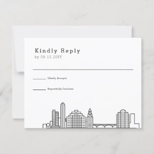 Austin Wedding   Gestileerde Skyline RSVP Kaartje