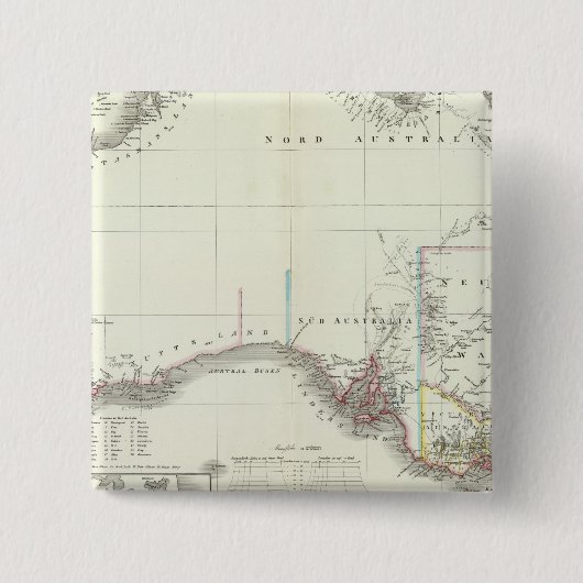 Austral-Continent Vierkante Button 5,1 Cm (Voorkant)