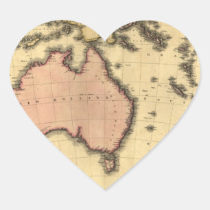 Australaziatische kaart 1818 - Australië, Nieuw-Ze Hart Sticker