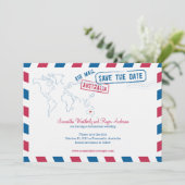Australia Air Mail Wedding Save the Date (Staand voorkant)
