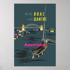 Australia Art Australian Travel Print BOAC and Qan