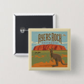 Australia | Ayers Rock Kangoeroes Vierkante Button 5,1 Cm (Voorkant /achterkant)