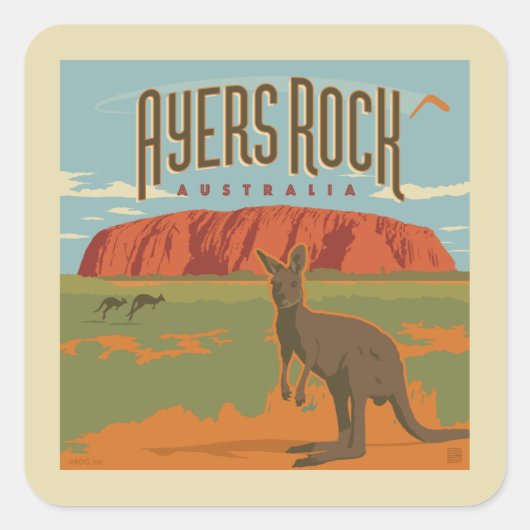 Australia | Ayers Rock Kangoeroes Vierkante Sticker (Voorkant)