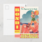 Australia Bondi Beach Vintage Travel Briefkaart (Voorkant / Achterkant)