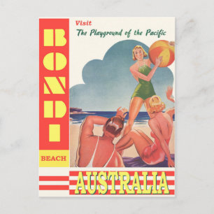 Australia Bondi Beach Vintage Travel Poster Briefkaart