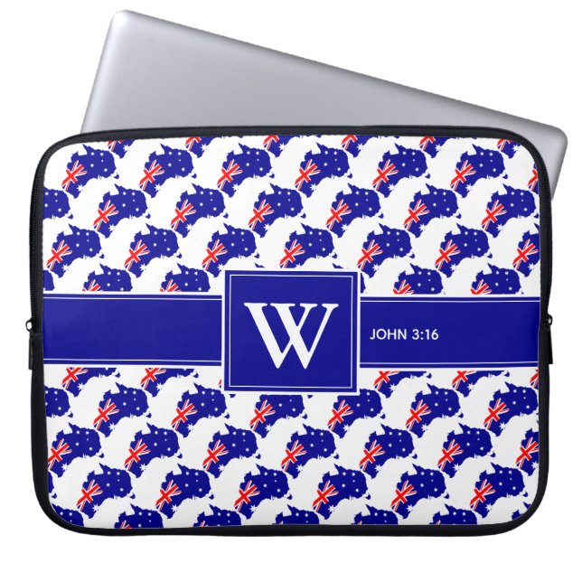 AUSTRALIA Christelijke scriptmonogram laptop Sleeve (Voorkant)
