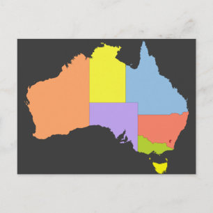 Australia Color Map, Australië Briefkaart