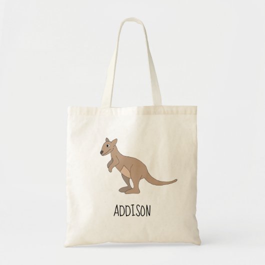 Australia Cute Kangaroo Doodle en Name Kinder Tote Bag (Voorkant)