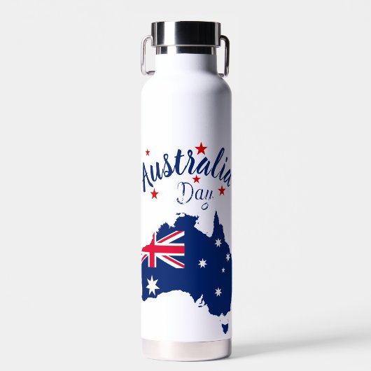Australia Day Rood Blauw en Wit Waterfles (Voorkant)
