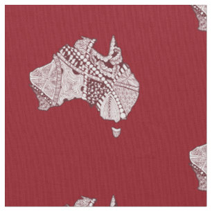 Australia Doodle Map Art Souvenir Stof