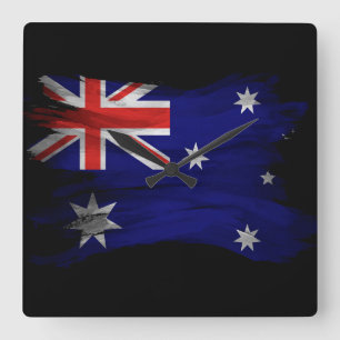 Australia flag brush stroke, national flag vierkante klok