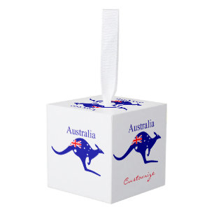 Australia Flag Kangaroo Thunder_Cove Kubus Ornament
