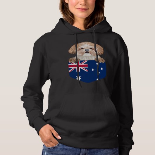 Australia Flag Shih Tzu Dog In Pocket Hoodie (Voorkant)