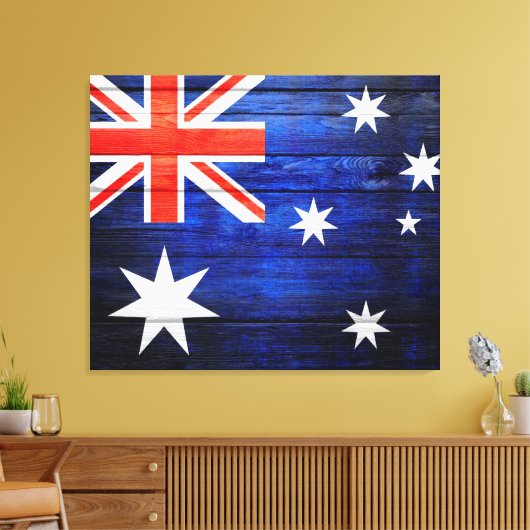 Australia Flag Wood Canvas Afdruk (Insitu (Woonkamer))
