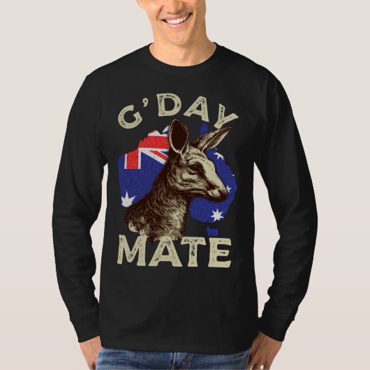 Australia G day Mate Kangaroo Aussie Australian Fl T-shirt (Voorkant)