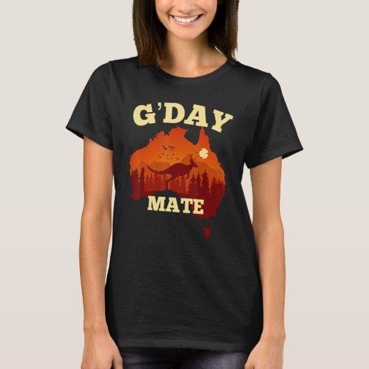 Australia G'Day Mate   Australian Flag Aussie Map T-shirt (Voorkant)