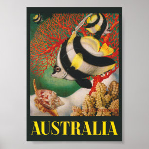 Australia Great Barrier Reef Vintage Travel Poster
