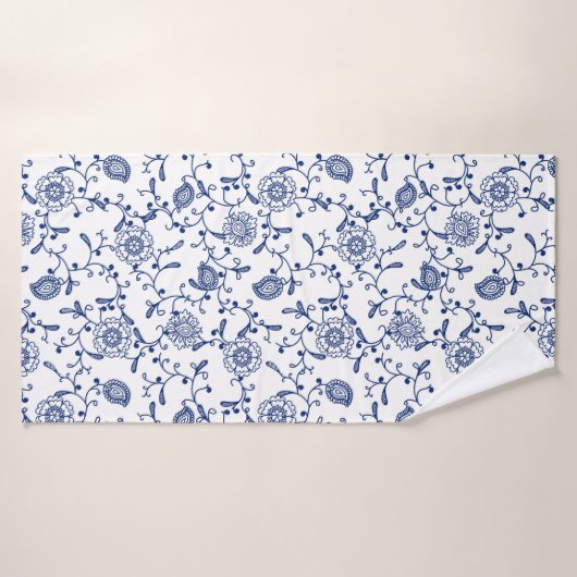 Australia Hamptons Style Blue White Floral Pattern Badhanddoek (Badhanddoek)