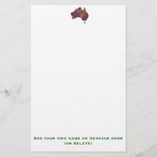 Australia Map Doodle Oranje Paars Briefpapier