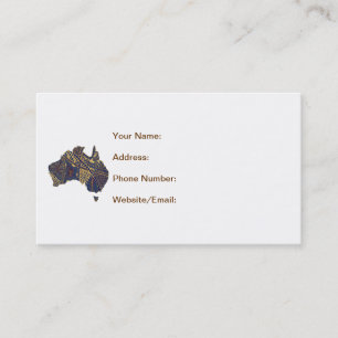 Australia Map Doodle Tan Red Blue Visitekaartje