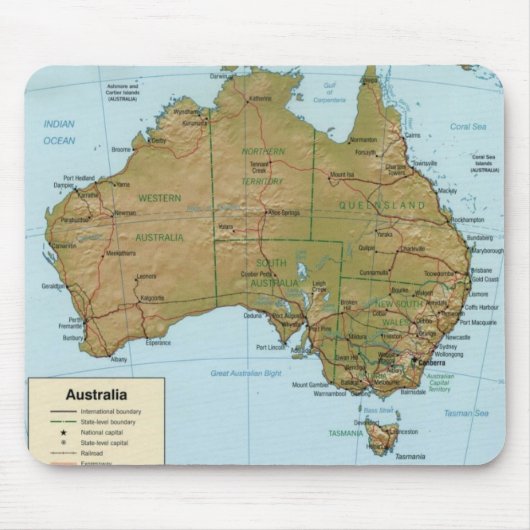 Australia Map Mousepad Muismat (Voorkant)
