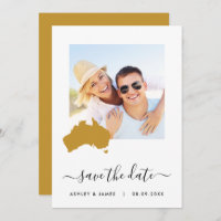 Australia Map Photo Wedding Save the Date Kaart
