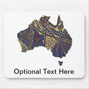 Australia Map Tan-Blue-Red Muismat