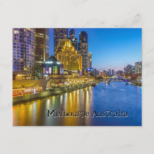 Australia Melbourne night time river afbeelding Briefkaart (Voorkant)