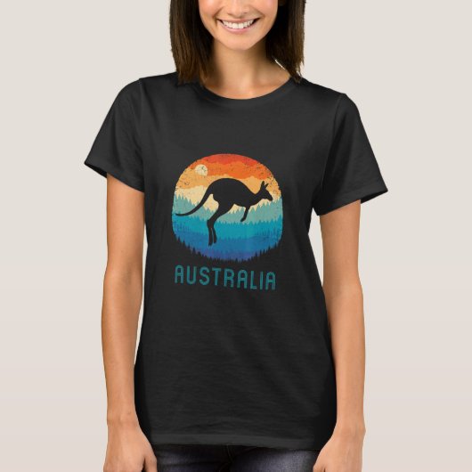 Australia Retro Kangaroo Outback Sunset Au T-shirt (Voorkant)