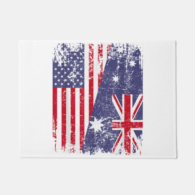 AUSTRALIA ROOTS Half-American Flag AUSTRALIË Deurmat (Voorkant)