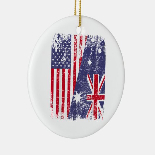 AUSTRALIA ROOTS Half-American Flag AUSTRALIË Keramisch Ornament (Rechts)